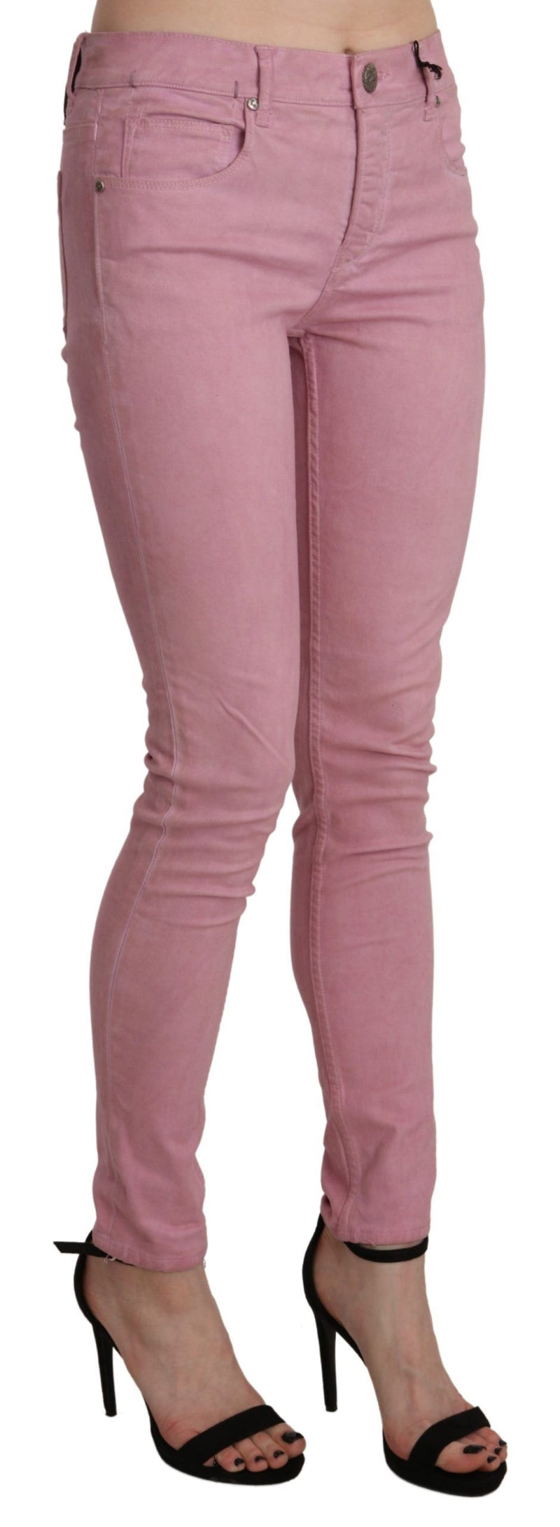 Chic Pink Mid Waist Skinny Jeans Acht