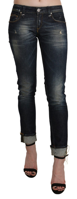 Chic Dark Blue Skinny Cropped Jeans Acht