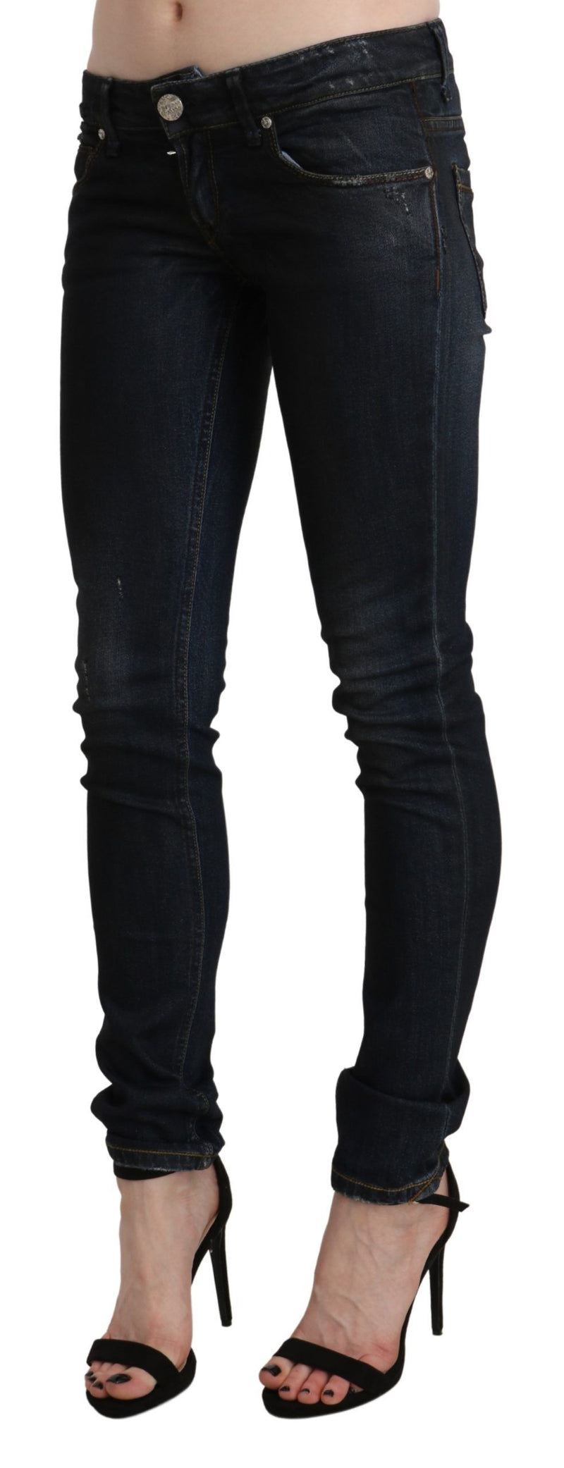 Chic Low Waist Skinny Black Jeans Acht