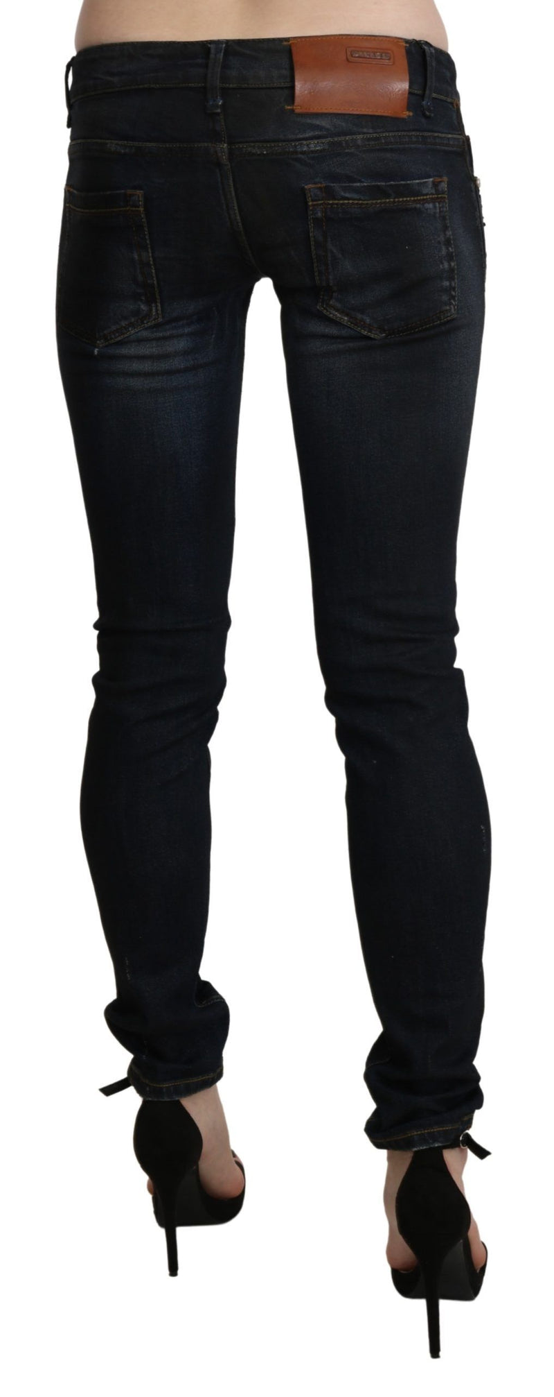 Chic Low Waist Skinny Black Jeans Acht