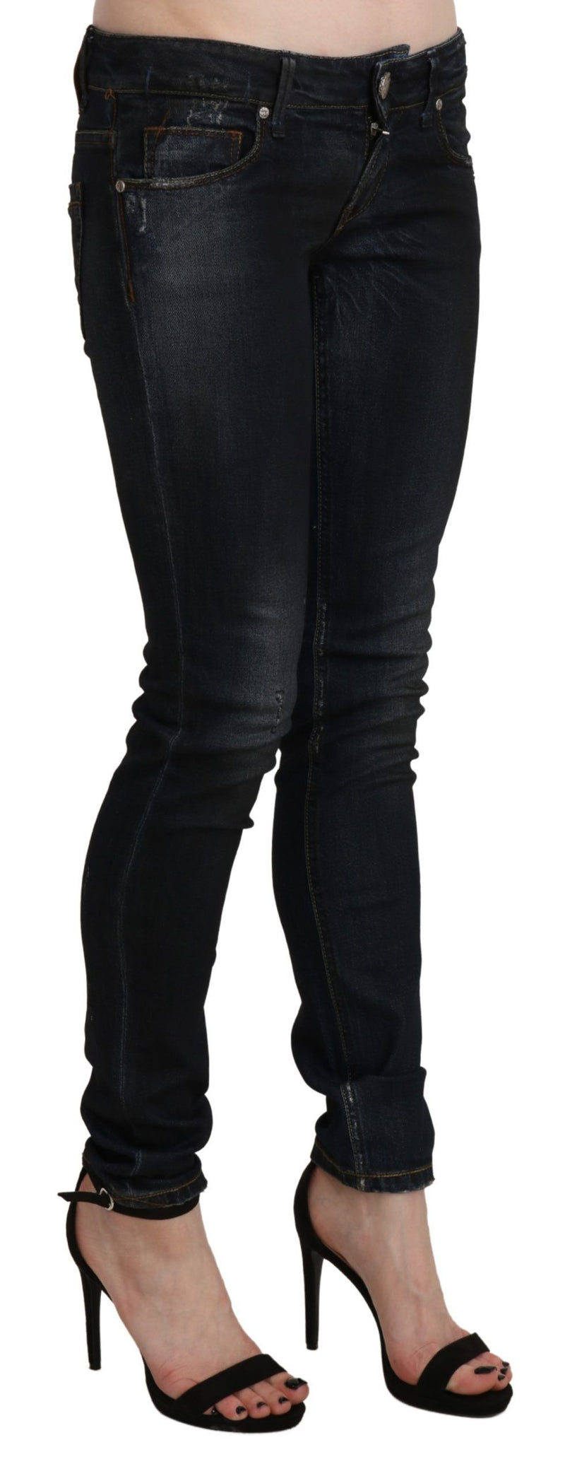 Chic Low Waist Skinny Black Jeans Acht