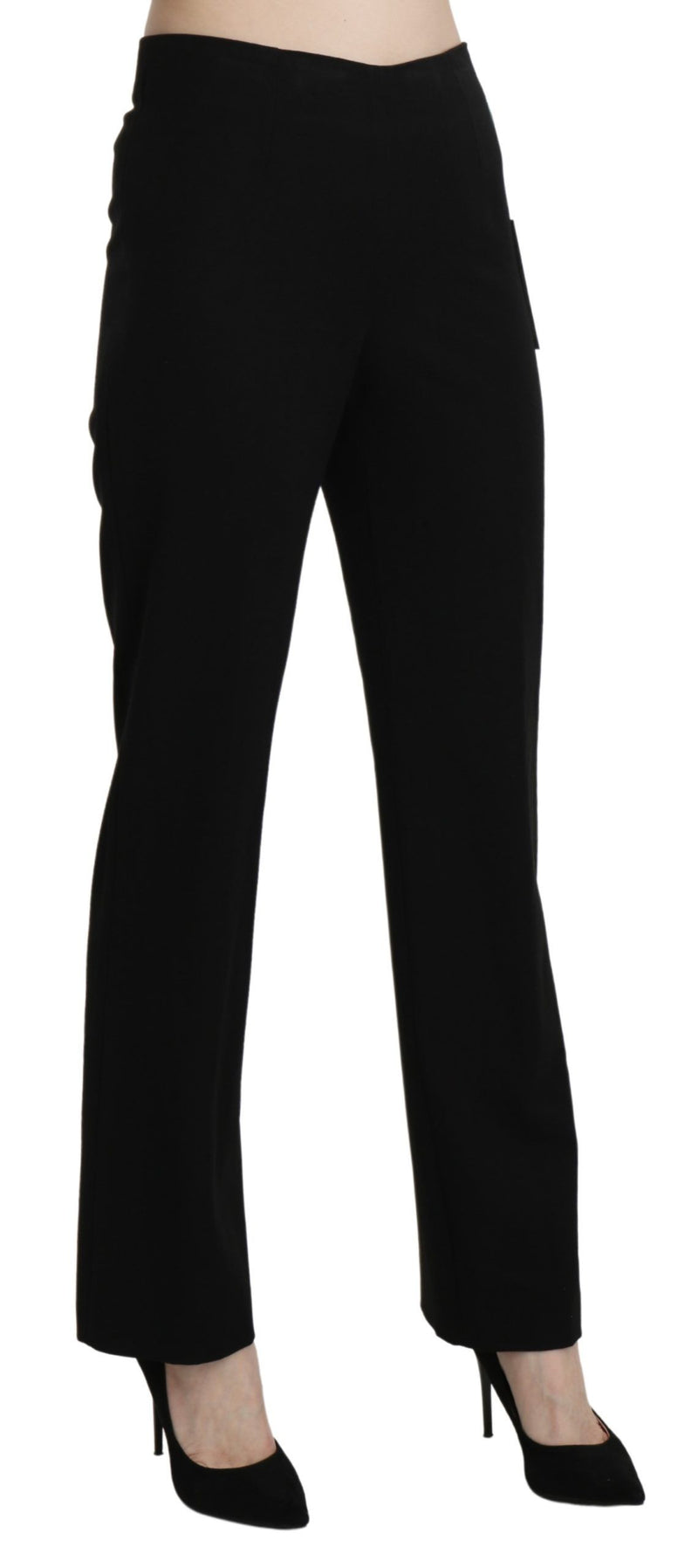 Elegant Black High Waist Straight Pants BENCIVENGA