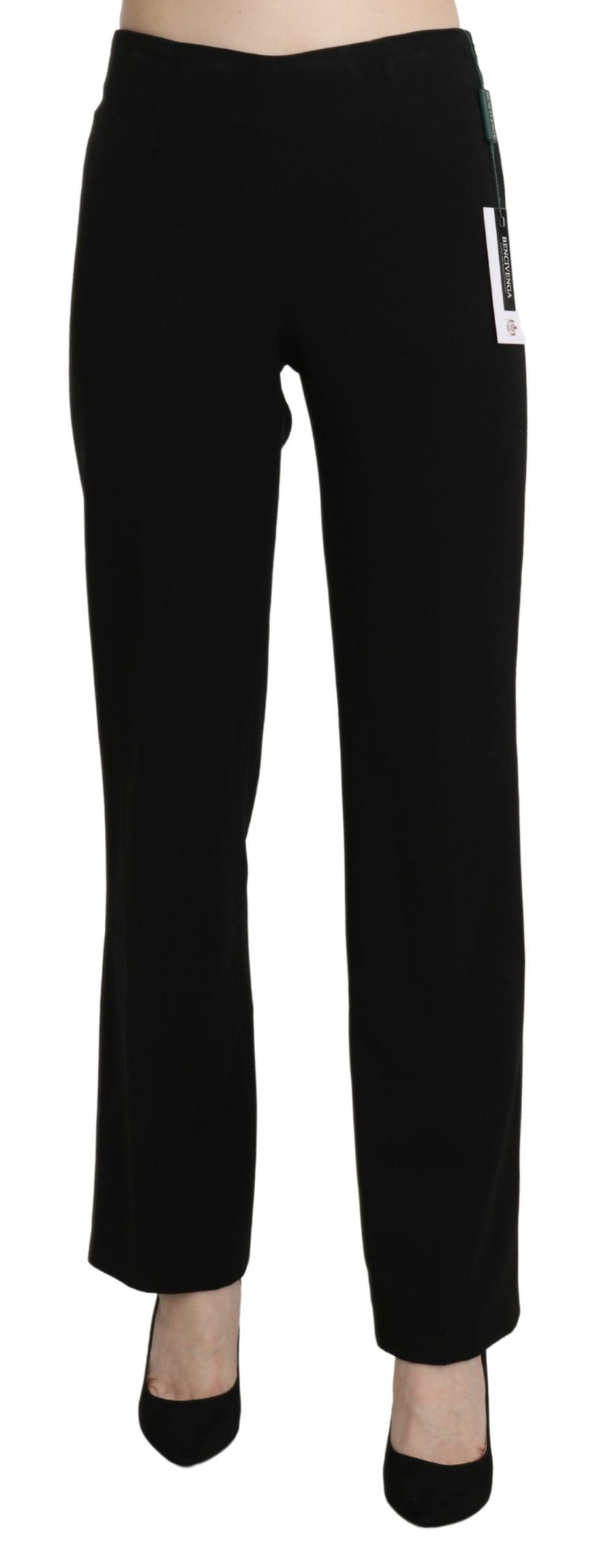 Elegant Black High Waist Straight Pants BENCIVENGA