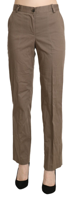 Elegant High Waist Straight Pants in Brown BENCIVENGA