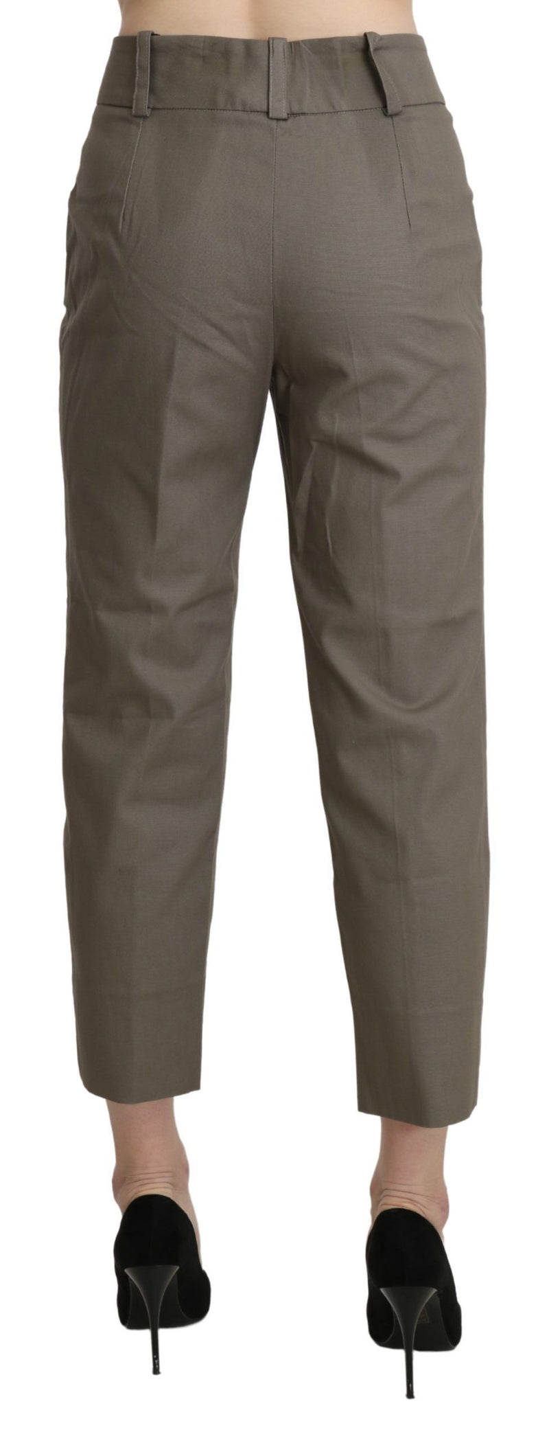 Elegant High Waist Cropped Pants in Gray BENCIVENGA