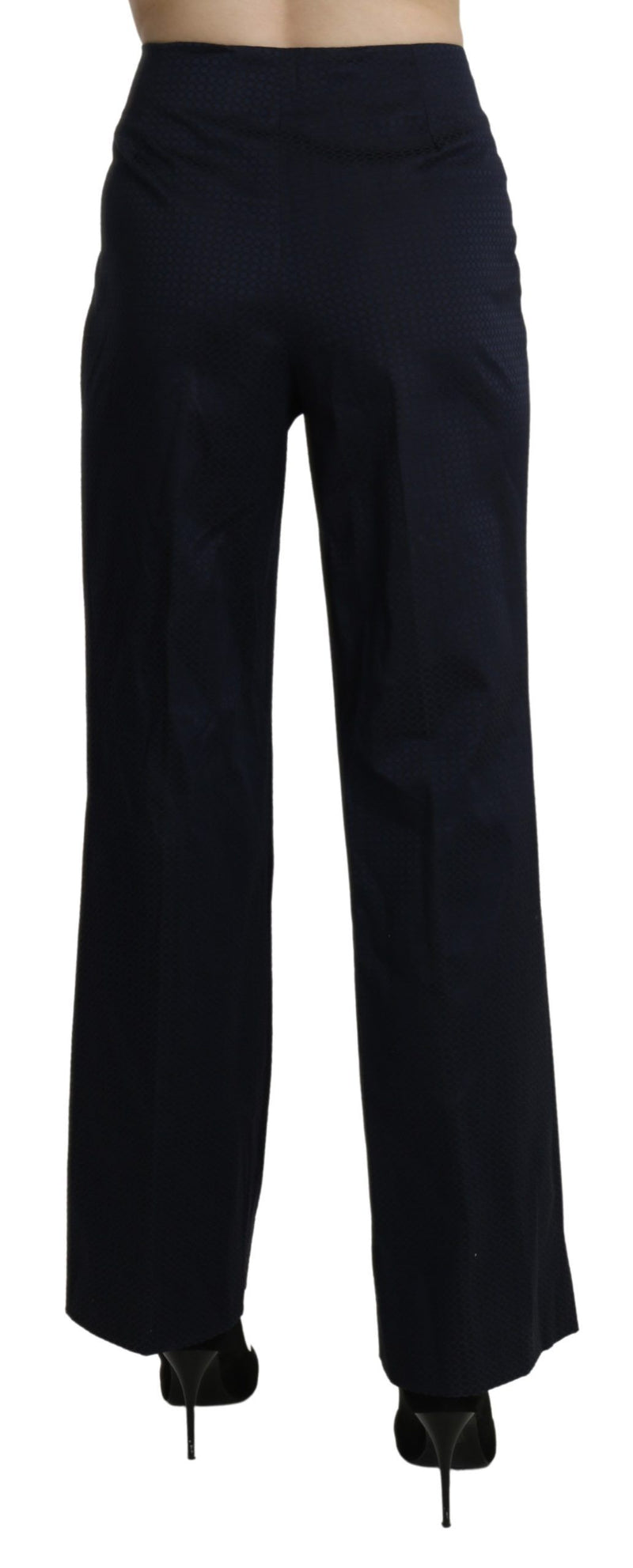 Navy Blue High Waist Straight Cotton Pants BENCIVENGA