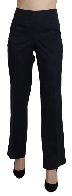 Navy Blue High Waist Straight Cotton Pants BENCIVENGA