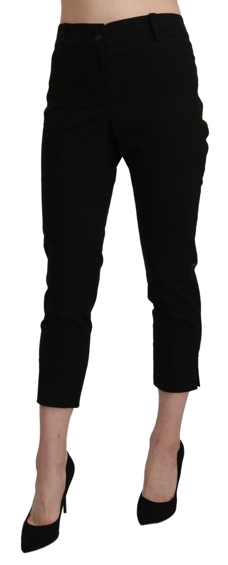 Elegant Black High Waist Cropped Pants BENCIVENGA