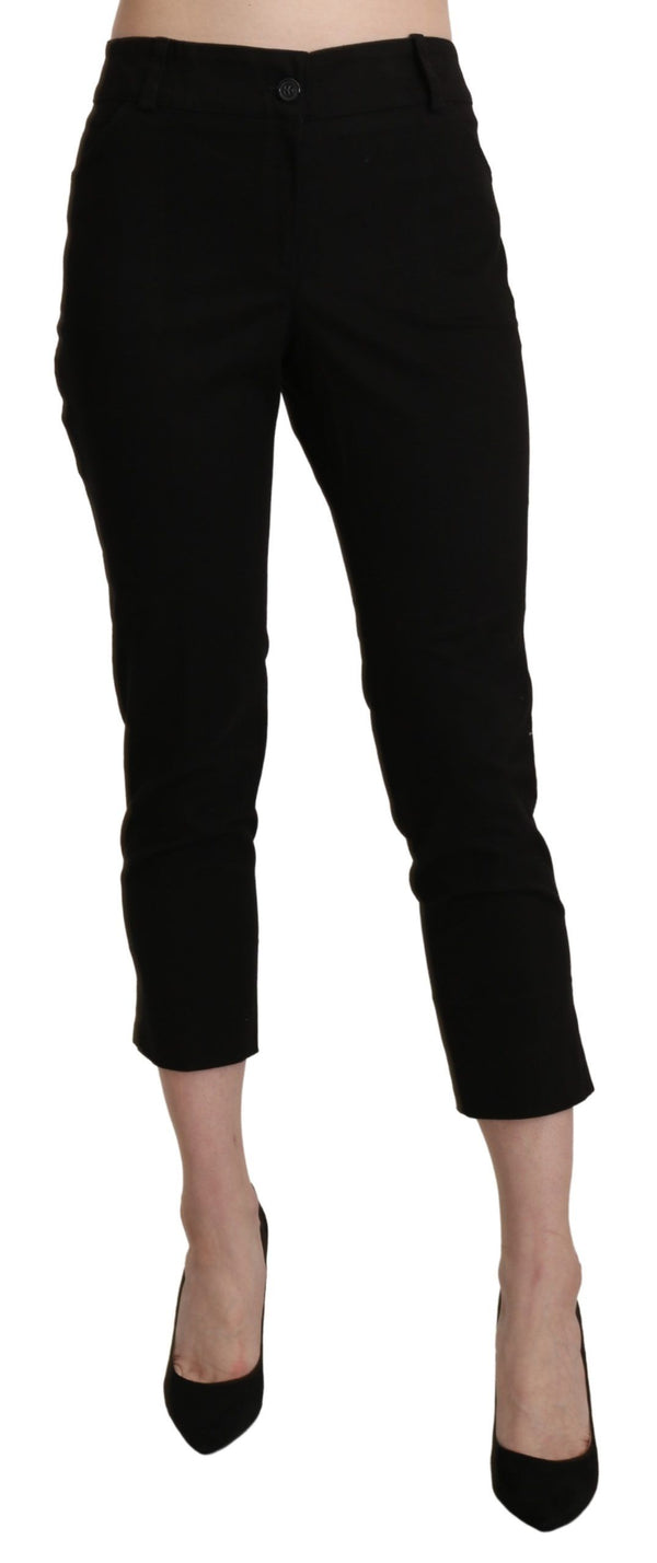 Elegant Black High Waist Cropped Pants BENCIVENGA