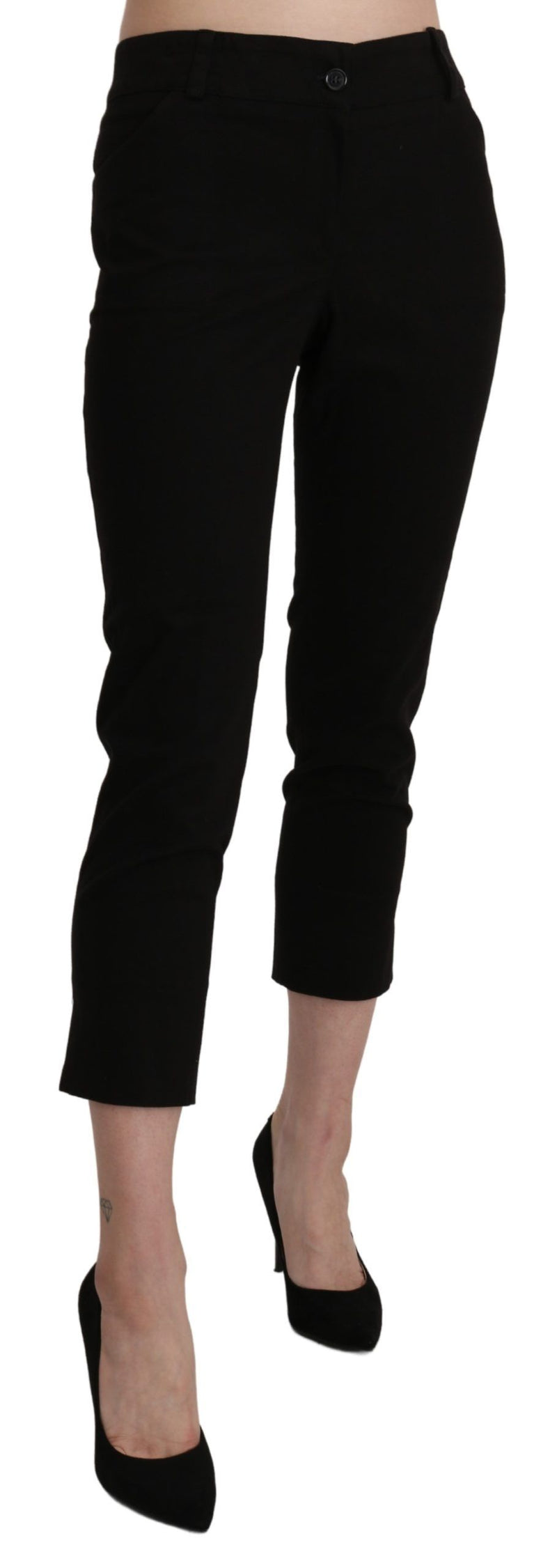 Elegant Black High Waist Cropped Pants BENCIVENGA