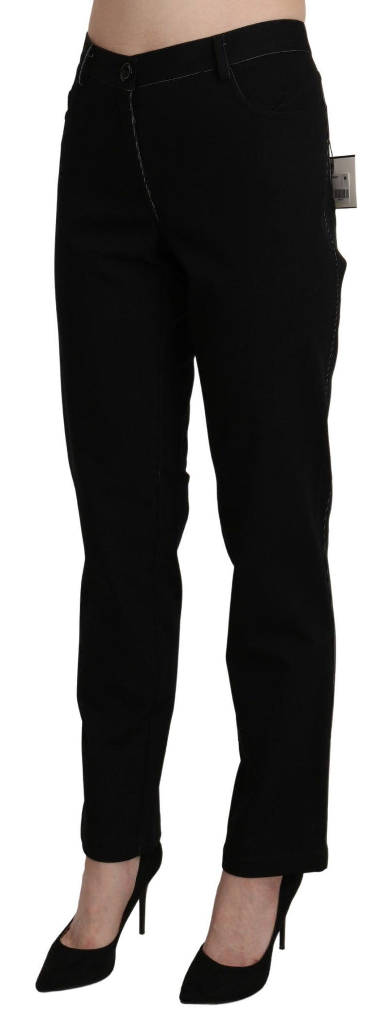 Elegant High Waist Straight Black Trousers BENCIVENGA