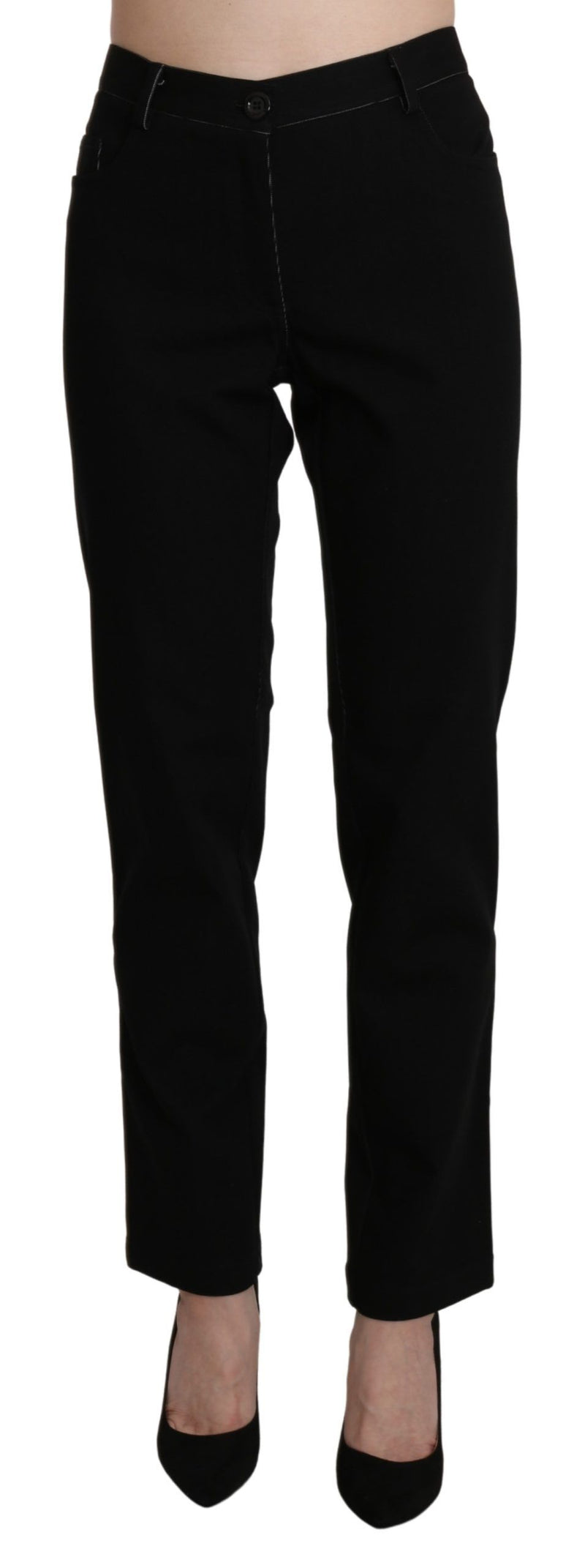 Elegant High Waist Straight Black Trousers BENCIVENGA