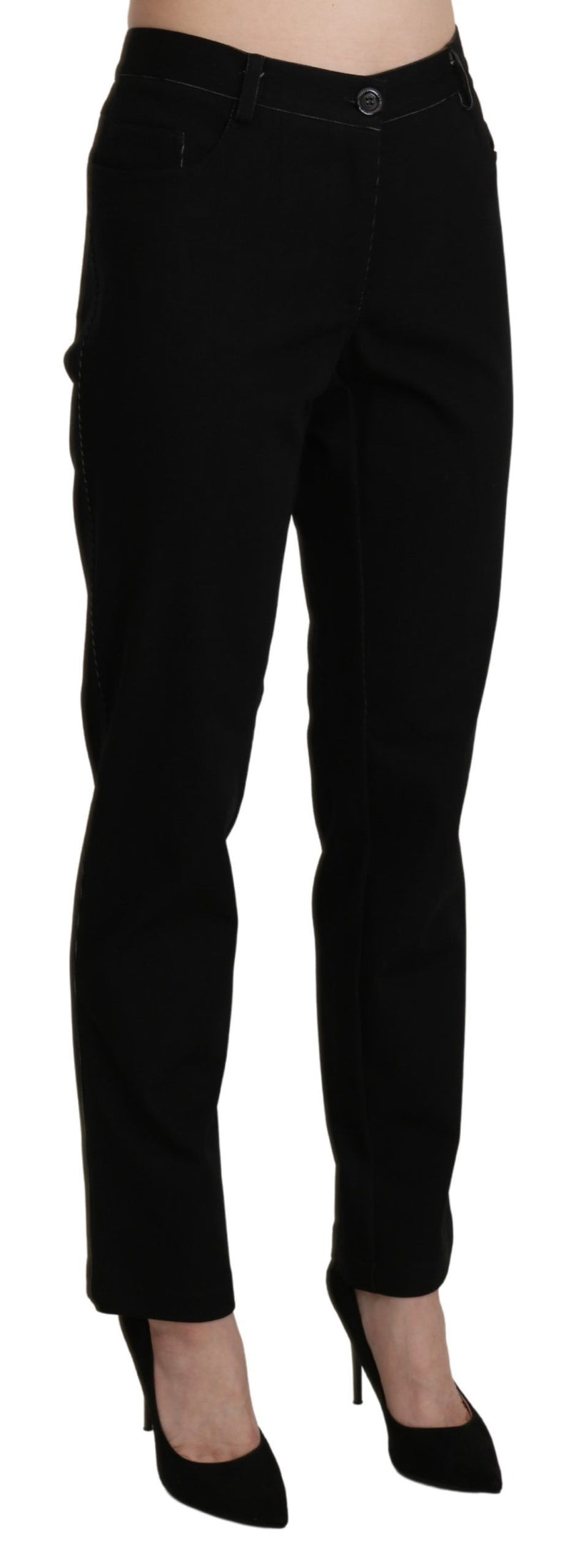 Elegant High Waist Straight Black Trousers BENCIVENGA