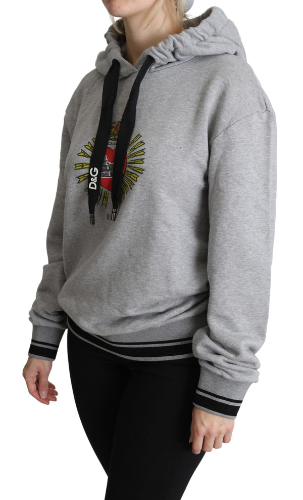Exclusive Hooded Gray Cotton Sweater Dolce & Gabbana