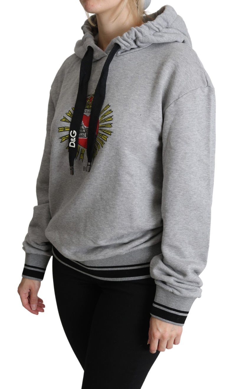 Exclusive Hooded Gray Cotton Sweater Dolce & Gabbana