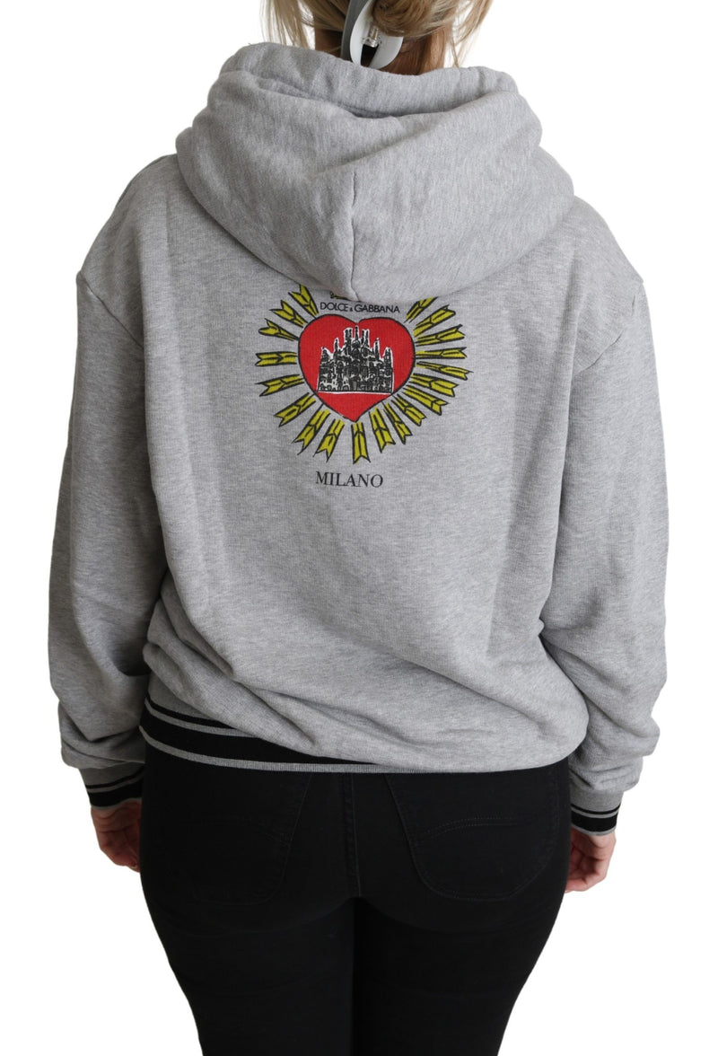 Exclusive Hooded Gray Cotton Sweater Dolce & Gabbana