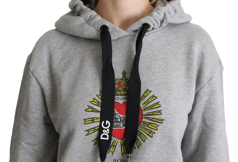 Exclusive Hooded Gray Cotton Sweater Dolce & Gabbana