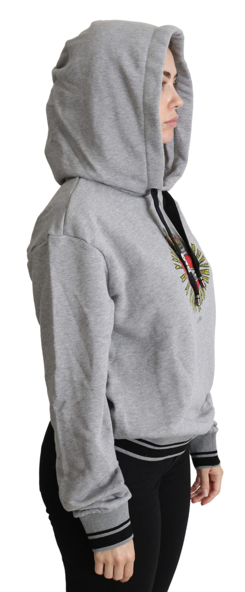 Exclusive Hooded Gray Cotton Sweater Dolce & Gabbana