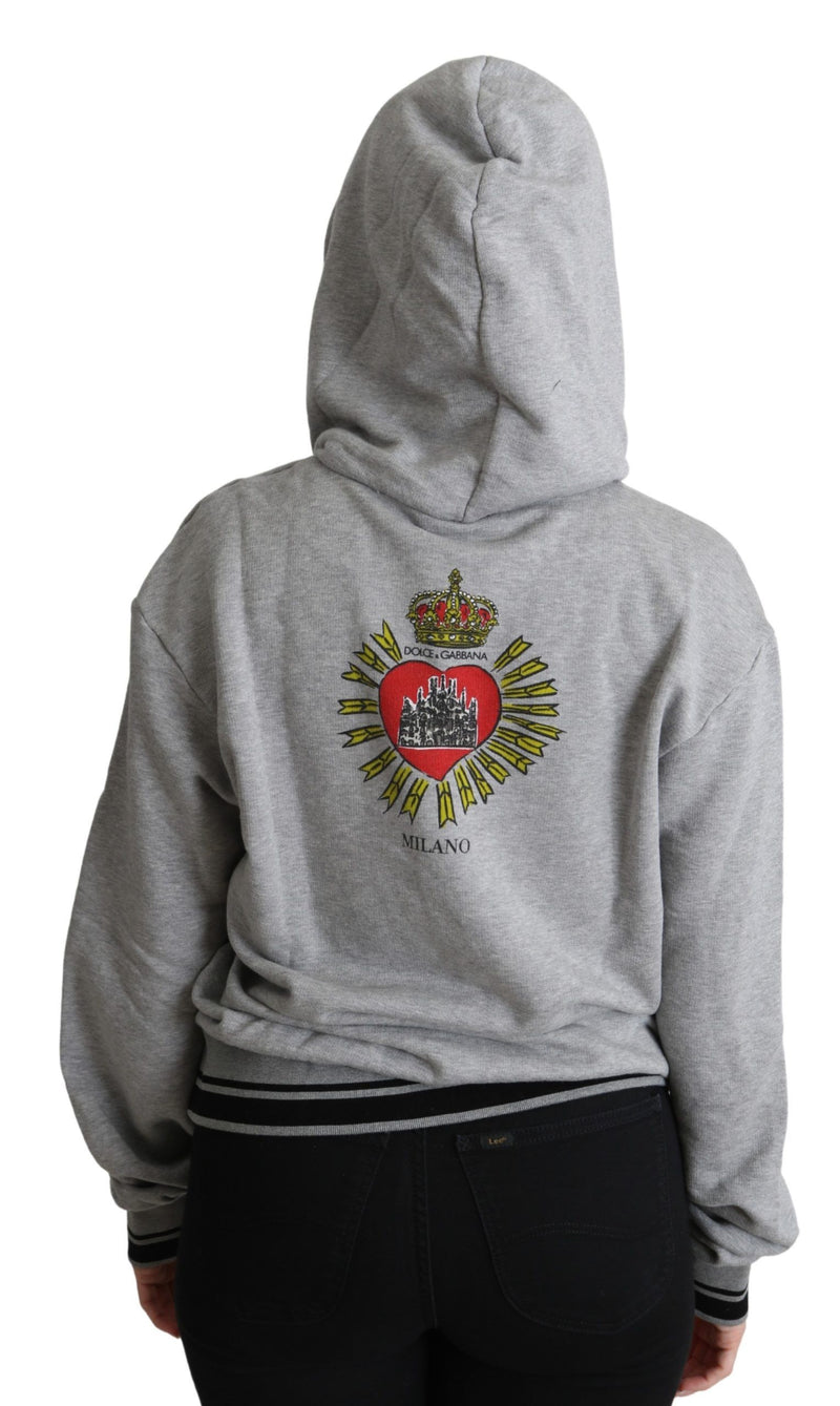 Exclusive Hooded Gray Cotton Sweater Dolce & Gabbana