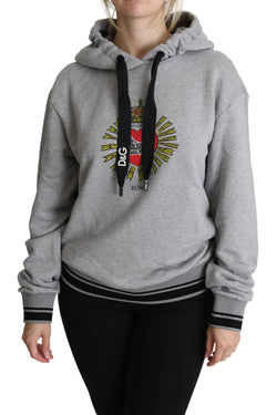 Exclusive Hooded Gray Cotton Sweater Dolce & Gabbana
