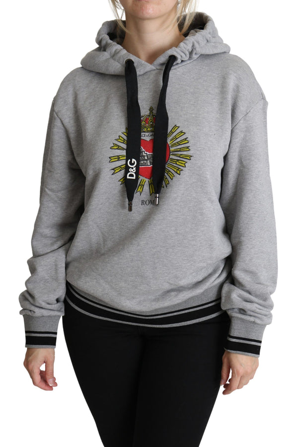 Exclusive Hooded Gray Cotton Sweater Dolce & Gabbana