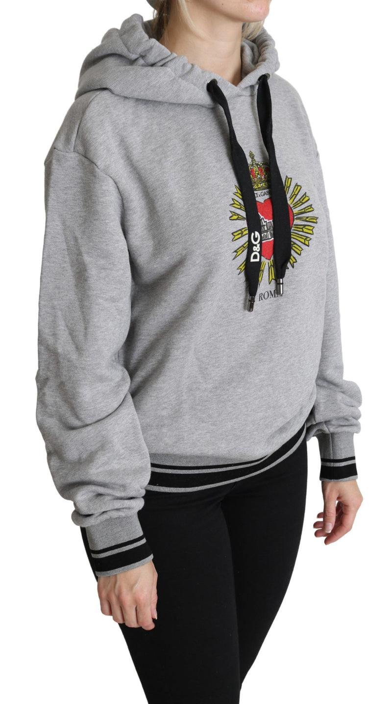 Exclusive Hooded Gray Cotton Sweater Dolce & Gabbana