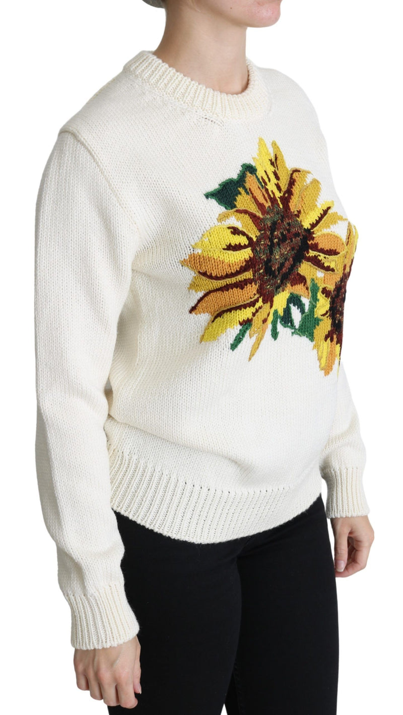 Elegant Knitted Sunflower Sweater Dolce & Gabbana