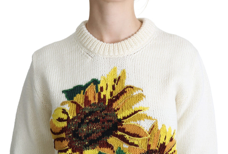 Elegant Knitted Sunflower Sweater Dolce & Gabbana