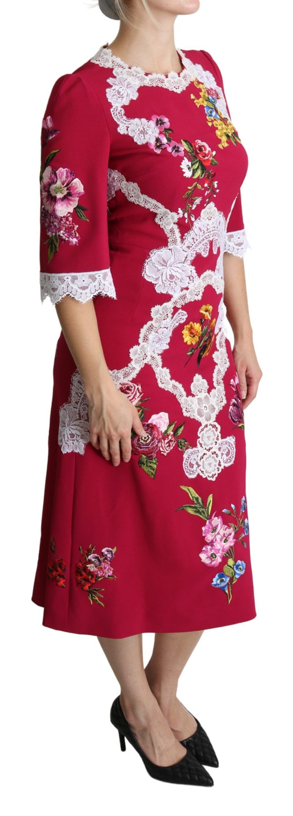 Floral Embroidered Sheath Midi Dress Dolce & Gabbana