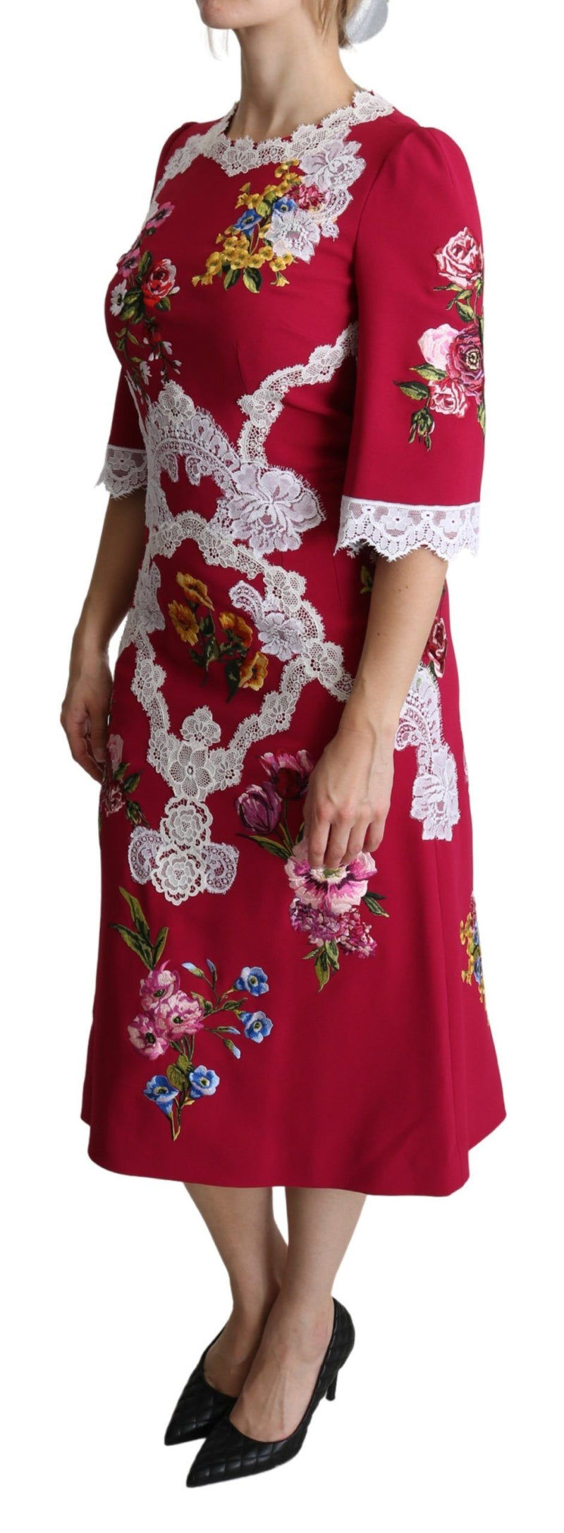 Floral Embroidered Sheath Midi Dress Dolce & Gabbana