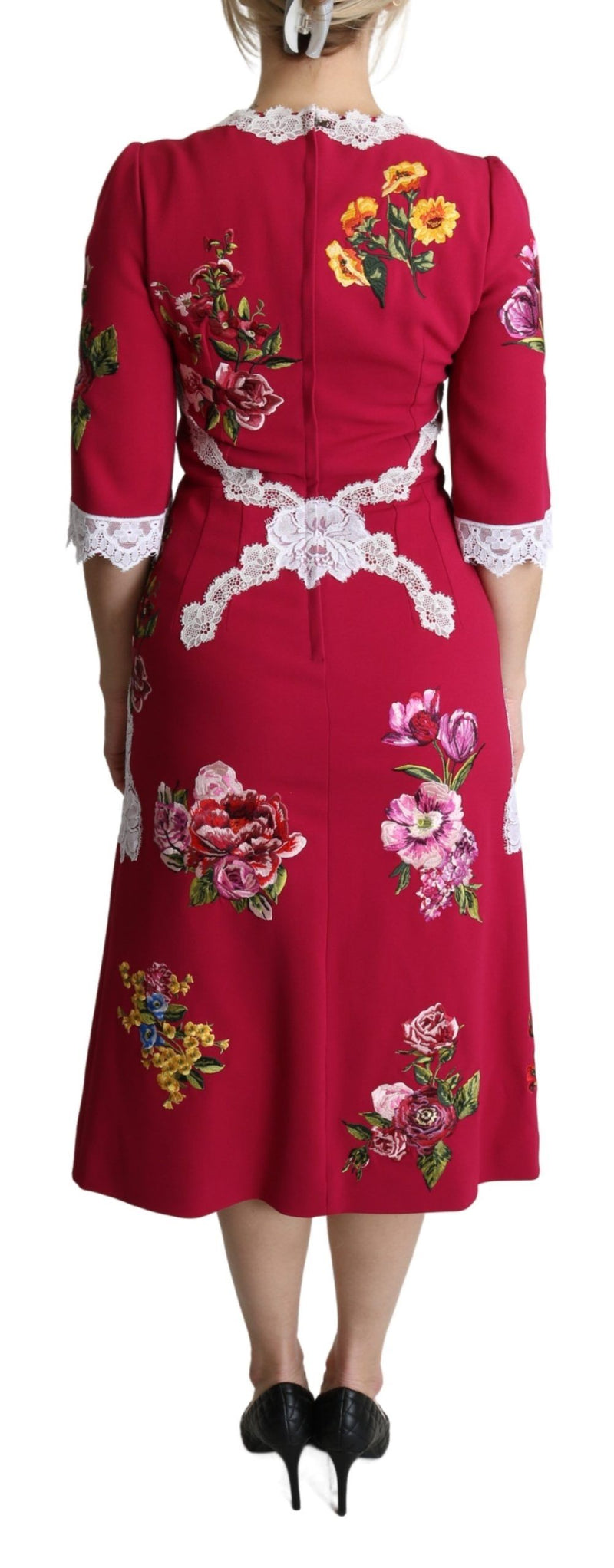 Floral Embroidered Sheath Midi Dress Dolce & Gabbana