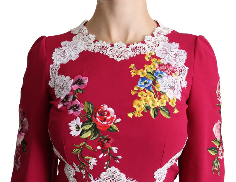 Floral Embroidered Sheath Midi Dress Dolce & Gabbana