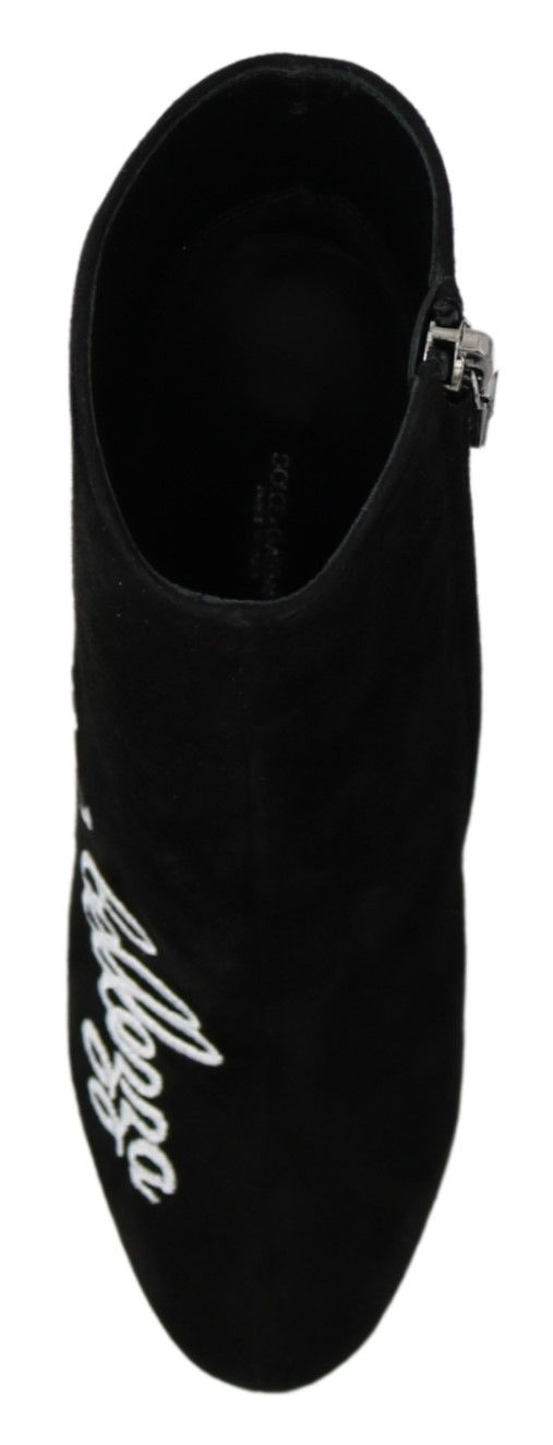 Embroidered Ankle Boots in Lambskin Suede Dolce & Gabbana