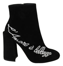Embroidered Ankle Boots in Lambskin Suede Dolce & Gabbana