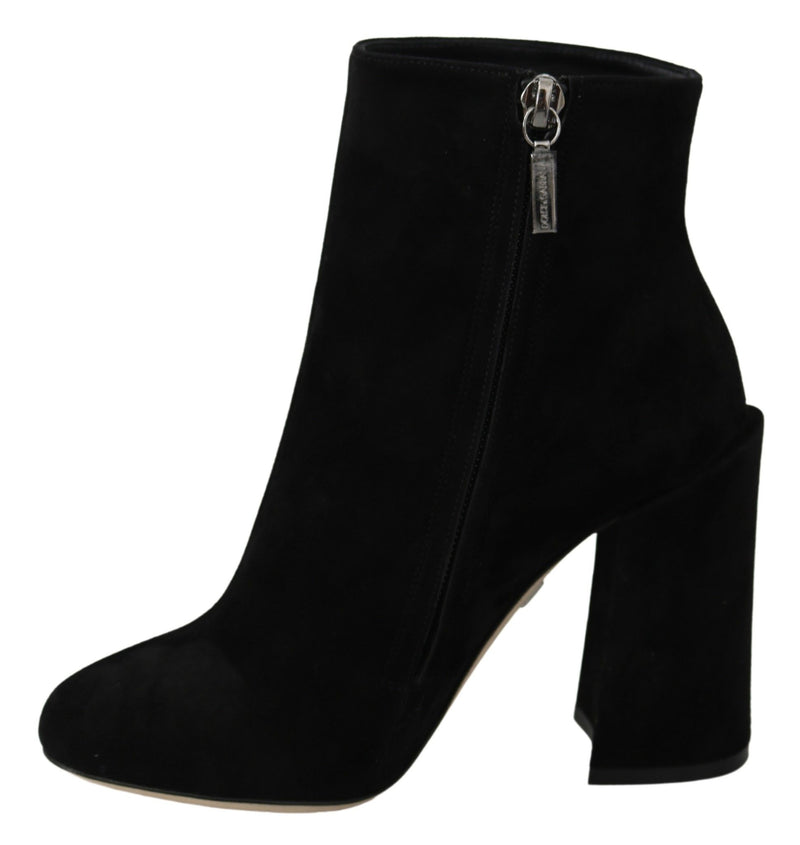 Embroidered Ankle Boots in Lambskin Suede Dolce & Gabbana