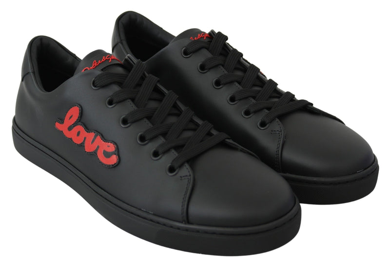 Elegant Leather Sneakers with Red Accents Dolce & Gabbana