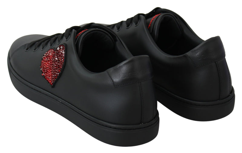 Elegant Leather Sneakers with Red Accents Dolce & Gabbana