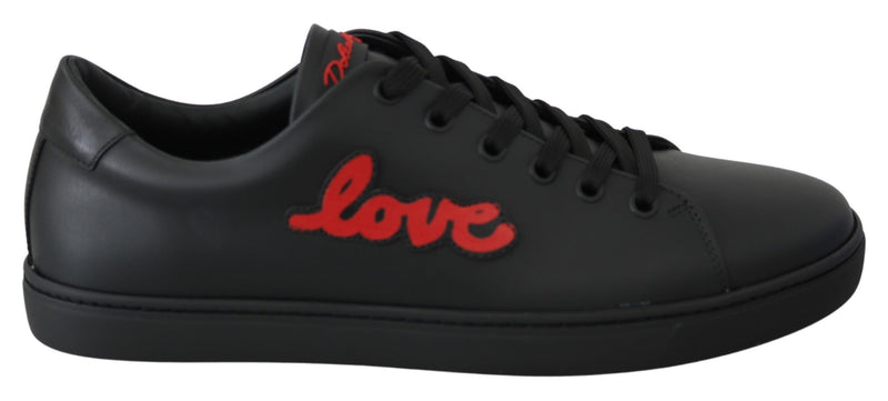 Elegant Leather Sneakers with Red Accents Dolce & Gabbana