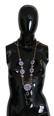 Elegant Gold-Tone Charm Necklace with Floral Motif Dolce & Gabbana