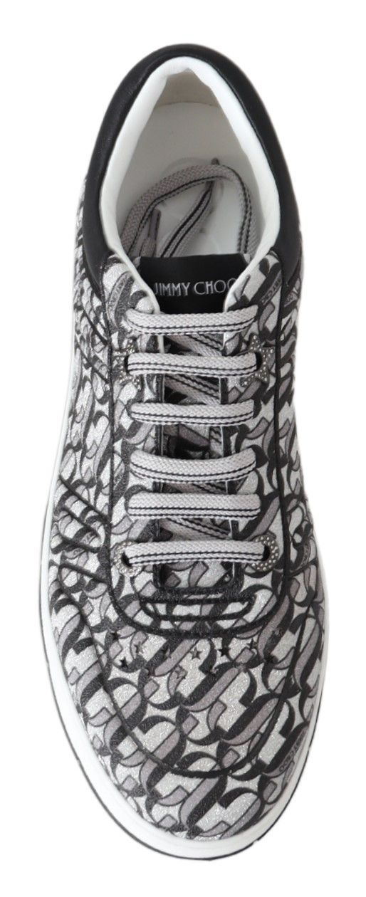 Glittering Slip-On Sneakers - Silver and Black Jimmy Choo