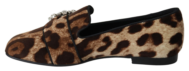 Leopard Print Crystal Embellished Loafers Dolce & Gabbana