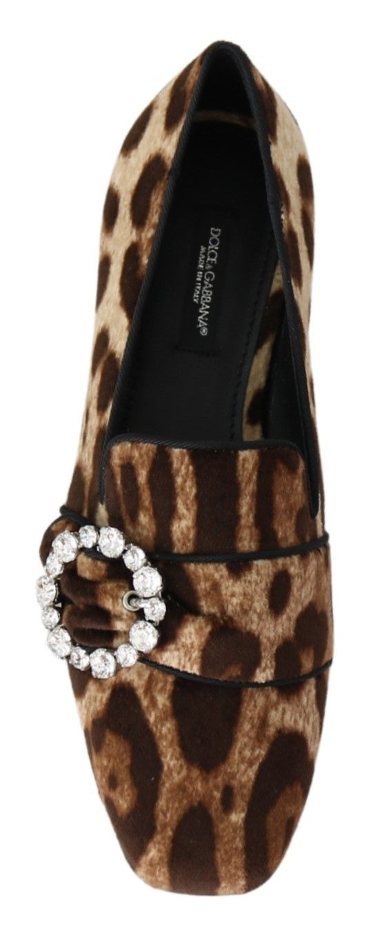 Leopard Print Crystal Embellished Loafers Dolce & Gabbana