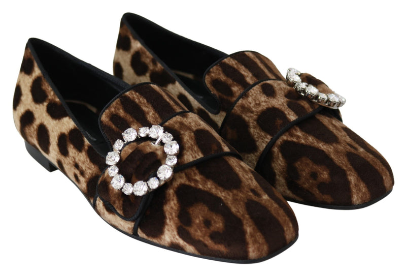 Leopard Print Crystal Embellished Loafers Dolce & Gabbana