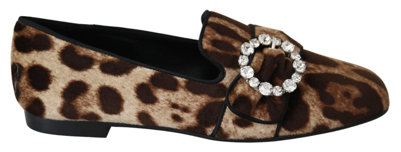 Leopard Print Crystal Embellished Loafers Dolce & Gabbana