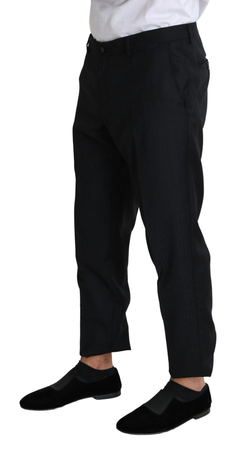 Elegant Black Virgin Wool Cropped Pants Dolce & Gabbana