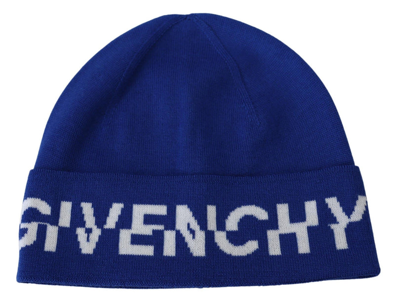 Chic Unisex Cobalt Wool Beanie with Logo Detail Givenchy