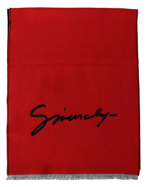 Elegant Red Wool Blend Unisex Scarf Givenchy