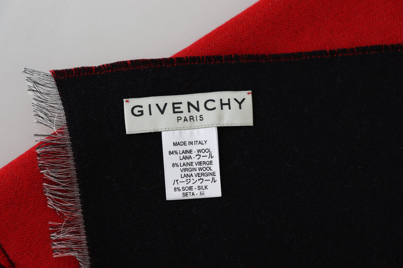 Elegant Red Wool Blend Unisex Scarf Givenchy