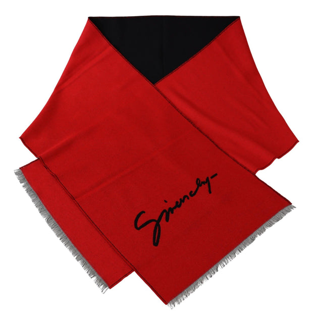 Elegant Red Wool Blend Unisex Scarf Givenchy