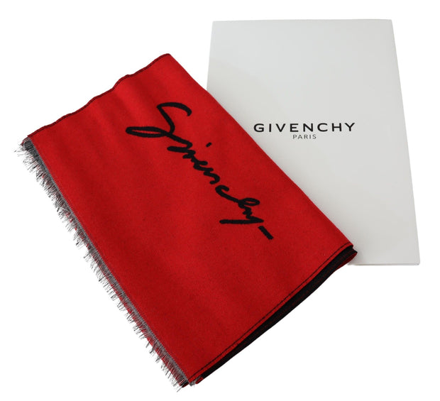 Elegant Red Wool Blend Unisex Scarf Givenchy